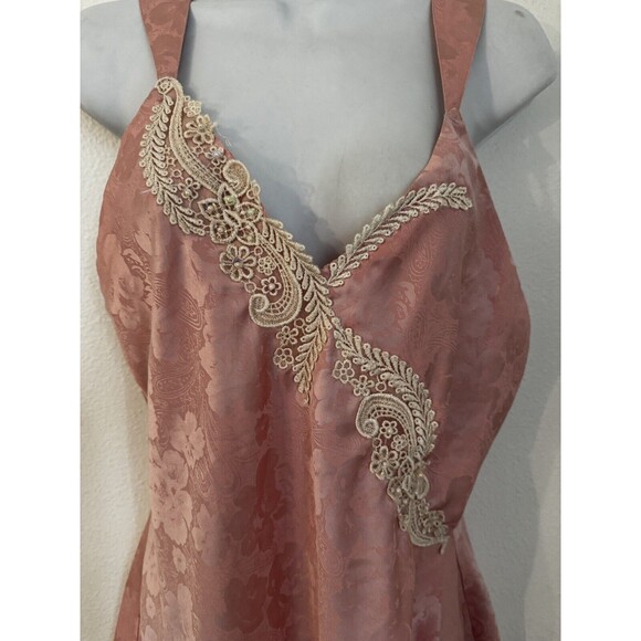 Vintage Victoria's Secret  Size M Satin & Lace Chemise Slip Dress 80s 90s Pink - Picture 2 of 7